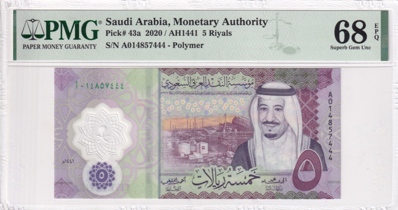 Saudi Arabia, 5 Riyals, 2020, UNC, p43a

PMG 68 EPQ, High Condition , Polymer...