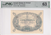 Senegal, 5 Francs, 1874, UNC, pA1r

PMG 63

Estimate: USD 1.000-2.000