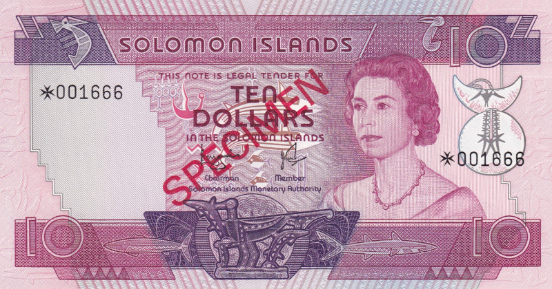 Solomon Islands, 10 Dollars, 1977, UNC, p7CS1, SPECIMEN

Collector Series, Que...