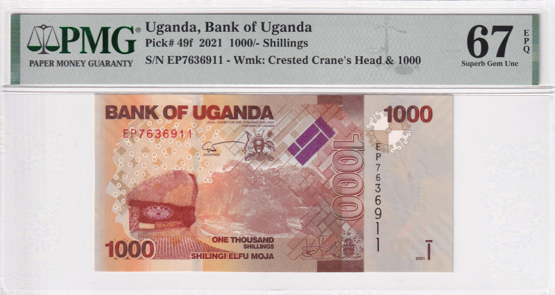 Uganda, 1.000 Shillings, 2021, UNC, p49f

PMG 67 EPQ, High condition 

Estim...