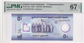 United Arab Emirates, 50 Dirhams, 2021, UNC, p35a

PMG 67 EPQ, High condition , Commemorative banknote, polymer

Estimate: USD 30-60