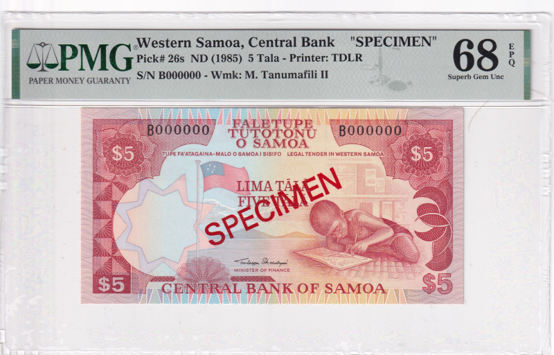 Western Samoa, 5 Tala, 1985, UNC, p26s, SPECIMEN

PMG 68 EPQ, High Condition ...