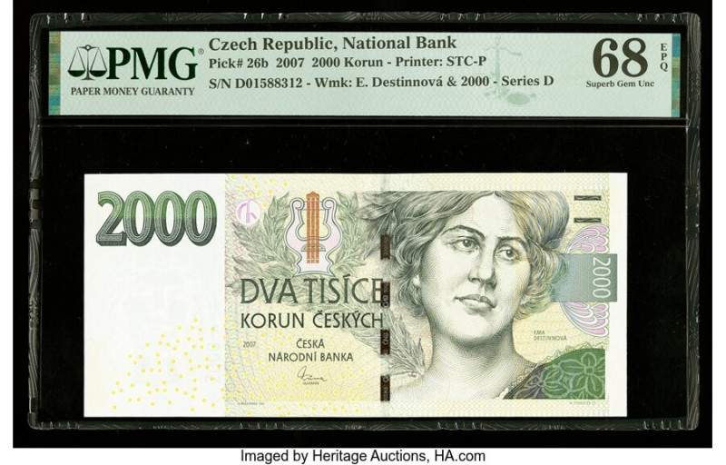 Czechoslovakia Czechoslovak National Bank 2000 Korun 2007 Pick 26b PMG Superb Ge...