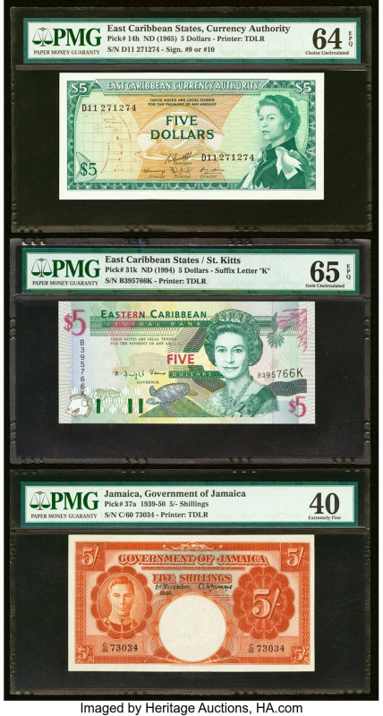 East Caribbean States Currency Authority 5 Dollars ND (1965); (1994) Pick 14h; 3...