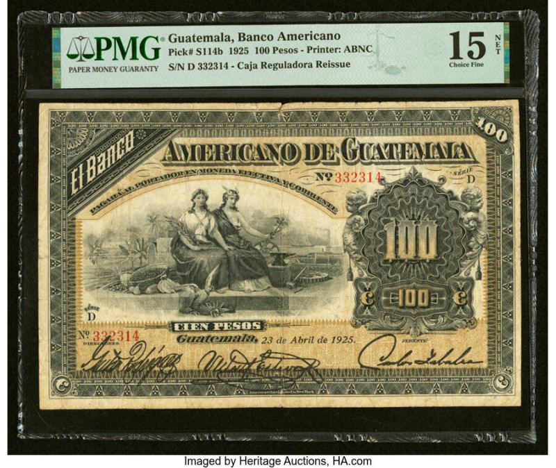 Guatemala Banco Americano de Guatemala 100 Pesos 23.4.1925 Pick S114b PMG Choice...