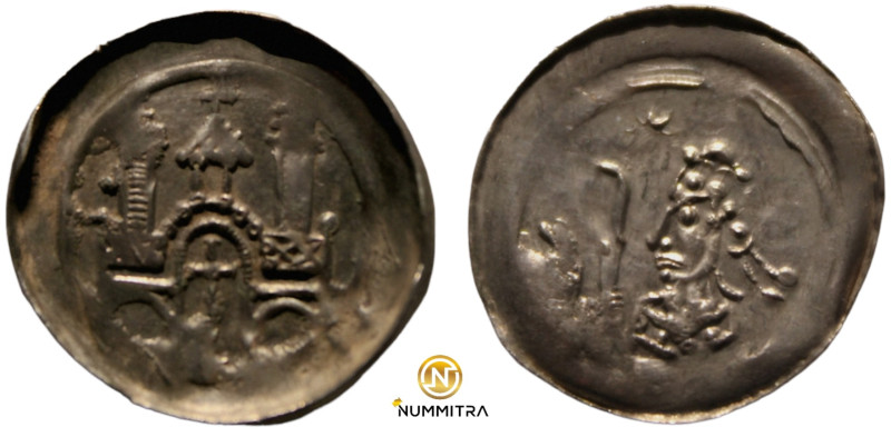 German States. Abbey of Selz. ( around 1200 ) Pfennig. (17mm, 0,88g). Obv: Relig...