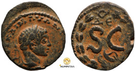 Elagabalus. (218-222 AD). Æ Bronze. (19mm, 4,26g) Syria. Antioch. Obv: bust of Elagabalus right. Rev: SC. delta and eagle.