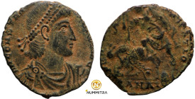 Constantinus II. (351-354 AD). Follis. (20mm, 4,25g) Antioch. Obv: D N CONSTANTIVS P F AVG. diademed bust of Constantinus right. Rev: FEL TEMP REPARAT...