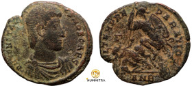Constantinus II. (351-354 AD). Follis. (22mm, 4,38g) Antioch. Obv: D N CONSTANTIVS P F AVG. draped bust of Constantinus right. Rev: FEL TEMP REPARATIO...
