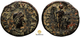 Arcadius. (383-388 AD). Maiorina. (20mm, 6,36g) Antioch. Obv: DN ARCADIVS PF AUG. Arcadius. perl-diademed bust right. Rev: VIRTVS EXERCITI / ANTA. emp...