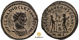 Diocletian. (285 AD). Æ Antoninian. (22mm, 3,25g) Antioch. Obv: IMP C C VAL DIOCLETIANVS P F AVG. radiate cuirassed bust of Diocletian right. Rev: IOV...