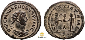 Probus. (276-282 AD). Æ Antoninian. (22mm, 3,61g) Antioch. Obv: IMP C M AVR PROBVS AVG. radiate cuirassed bust of Probus right. Rev: CLEMENTIA TEMP. P...