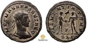 Probus. (276-282 AD). Æ Antoninian. (22mm, 3,73g) Antioch. Obv: IMP C M AVR PROBVS AVG. radiate cuirassed bust of Probus right. Rev: CLEMENTIA TEMP. P...