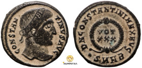 Constantinus I. (307-337 AD). Follis. (18mm, 3,42g) Antioch. Obv: CONSTANTINVS AVG. laureate bust of Constantinus right. Rev: D N CONSTANTINI MAX AVG ...