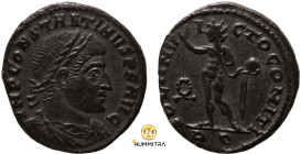 Constantinus I. (307-337 AD). Follis. (20mm, 3,32g) Antioch. Obv: CONSTANTINVS AVG. laureate bust of Constantinus left. Rev: SOL INVICTO COMITI. Sol s...