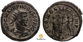 Probus. (276-282 AD). Æ Antoninian. (21mm, 3,24g) Antioch. Obv: IMP C M AVR PROBVS AVG. radiate cuirassed bust of Probus right. Rev: CLEMENTIA TEMP. P...