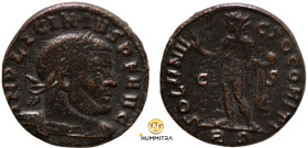 Licinius I. (308-324 AD). Follis. (19mm, 3,23g) Antioch. Obv: IMP C LIC LICINIVS P F AVG. laureate bust of LIcinius right. Rev: SOLI INVICTO. Sol, rad...
