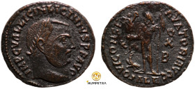 Licinius I. (317-320 AD). Follis. (23mm, 2,76g) Antioch. Obv: IMP LICINIVS AVG. draped bust of Licinius holding scepter left. Rev: IOVI CONSERVATORI A...