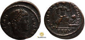 Constantinus I. (323-324 AD). Follis. (19mm, 3,15g) Trier. Obv: CONSTANTINVS AVG. laureate bust of Constantinus right. Rev: SARMATIA DEVICTA. Victoria...