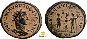 Probus. (276-282 AD). Æ Antoninian. (22mm, 3,10g) Antioch. Obv: IMP C M AVR PROBVS AVG. radiate cuirassed bust of Probus right. Rev: CLEMENTIA TEMP. P...