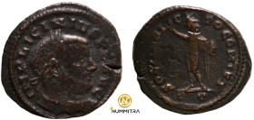 Licinius I. (308-324 AD). Follis. (18mm, 3,57g) Antioch. Obv: IMP C LIC LICINIVS P F AVG. laureate bust of LIcinius right. Rev: SOLI INVICTO. Sol, rad...
