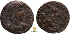 Constantinus II. (351-354 AD). Follis. (19mm, 3,05g) Antioch. Obv: D N CONSTANTIVS P F AVG. diademed bust of Constantinus right. Rev: FEL TEMP REPARAT...