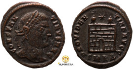 Constantinus I. (307-337 AD). Follis. (22mm, 3,28g) Kyzikos. Obv: CONSTANTINVS AVG. laureate bust of Constantinus right. Rev: PROVIDENTIAE AVGG. Campg...
