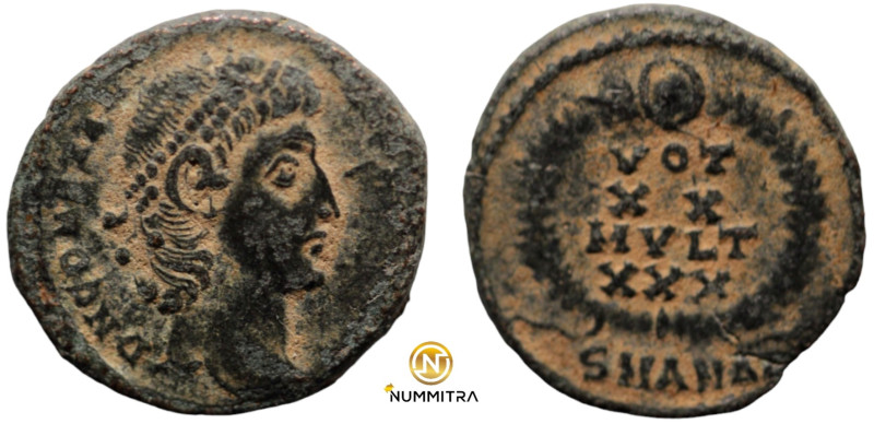 Constans. (347-348 AD). Æ Follis. (14mm, 1,82g) Nicomedia. Obv: D N CONSTANS P F...