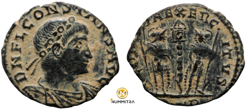 Constans. (346-349 AD). Æ Follis. (15mm, 1,83g) Antioch. Obv: DN FL CONSTANS AVG...