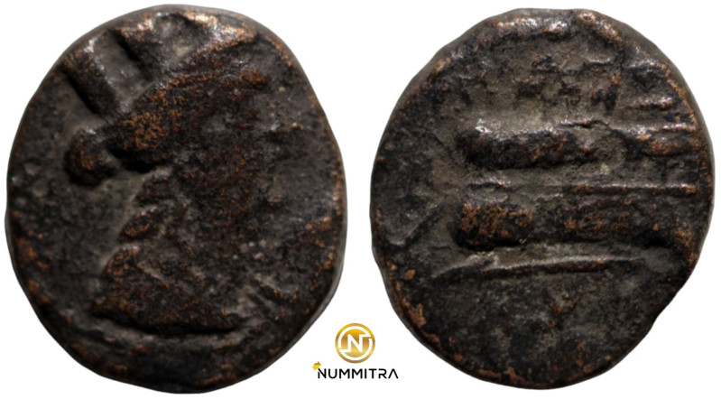 Phoenicia. Arados. (242-166 BC) Æ Bronze. (15mm, 2,90g) Obv: head of Tyche right...