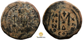 Maurice Tiberius. (582-602 AD). Follis. (26mm, 11,60g) Constantinople. Obv: bust of Maurice Tiberius facing. Rev: A/N/N/O M.