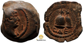 Hadrian. (126-127 AD). Æ Dichalkon. (11mm, 1,25g) Egypt. Alexandria. Obv: laureate bust of Hadrian right. Rev: Piloi of Dioskouri.