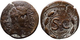 Augustus. (27 BC - 14 AD). Æ Bronze. (23mm, 6,74g) Syria. Antioch. Obv: laureate bust of Augustus right. Rev: SC in laurel-wreath.