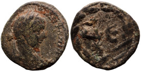 Caracalla. (198-217 AD). Bronze Æ. (19mm, 4,69g) Syria. Obv: laureate bust of Caracalla right. Rev: A E over a star.