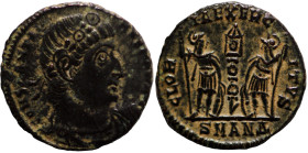 Constantinus I. (306-337 AD). Æ Follis. (15mm, 1,73g) Antioch. Obv: CONSTANTINVS MAX AVG. pearl-diademed bust of Constantinus I. right. Rev: GLORIA EX...