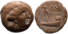 Phoenicia. Arados. (242-166 BC) Æ Bronze. (16mm, 2,65g) Obv: head of Tyche right. Rev: Athena standing left on prow.