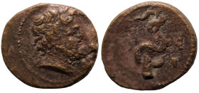 Mysia. (200-133 BC). Bronze Æ. (15mm, 2,97g) Pergamon. Obv: head of Aeskulap. Rev: snake-staff.