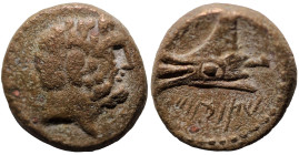 Phoenicia. Arados. (137-51 BC) Æ Bronze. (15mm, 3,75g) Obv: laureate head of Zeus right. Rev: galley-ram left.