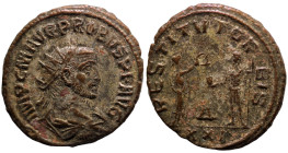 Probus. (276-282 AD). Æ Antoninian. (21mm, 3,81g) Antioch. Obv: IMP C M AVR PROBVS P F AVG. radiate cuirassed bust of Probus right. Rev: RESTITVT ORBI...