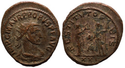 Probus. (276-282 AD). Æ Antoninian. (22mm, 3,72g) Antioch. Obv: IMP C M AVR PROBVS P F AVG. radiate cuirassed bust of Probus right. Rev: RESTITVT ORBI...