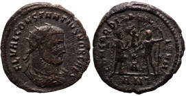 Constantinus I. Chlorus. (293-305 AD). Æ Antoninian. (21mm, 3,04g) Antioch. Obv: FL VAL CONSTANTIVS NOB CAES. radiate cuirassed bust of Constantinus r...