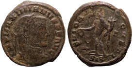 Maximianus. (308-309 AD). Æ Follis. (24mm, 7,67g) Siscia. Obv: IMP MAXIMIANVS P F AVG. laureate bust of Maximianus right. Rev: GENIO AVGVSTI. Genius s...