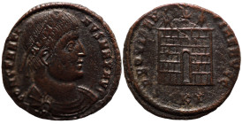 Constantinus I. (307-337 AD). Follis. (19mm, 2,61g) Kyzikos. Obv: CONSTANTINVS AVG. laureate bust of Constantinus right. Rev: PROVIDENTIAE AVGG. Campg...