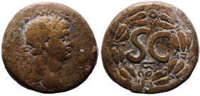 Trajan. (98-117 AD). Æ Bronze. (27mm, 16,16g) Syria. Antioch. Obv: laureate bust of Trajan right. Rev: SC in laurel-wreath.