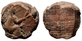 ancient token. Tyche seated right holding corn ears. (22mm, 3,76g)