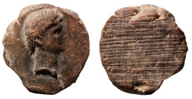 ancient token. male bust right. (19mm, 6,34g)