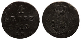 Poland. Warschau. Friedrich August of Saxony. (1812) 1 Grosz.