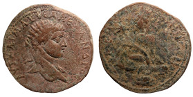 Caracalla. (198-217 AD). Bronze Æ. (29mm, 15,16g) Mesopotamia. Edessa. Obv: cuirassed bust of Caracalla left. Rev: Tyche sitting left.