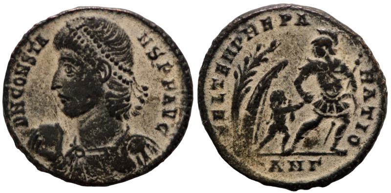 Constantinus II. (337-361 AD). Follis. (20mm, 3,28g) Antioch. Obv: D N CONSTANTI...