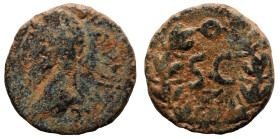 Lucius Verus. (161-169 AD). Bronze Æ. (16mm, 4,08g). Antioch. Obv: laureate bust of Lucius Verus left. Rev: SC in laurel-wreath.